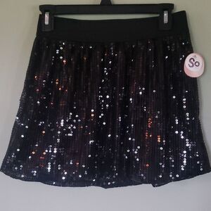 NWT So Girls 10/12 Black Sequin Skirt Tie Waist Party Holiday Sparkle Tween